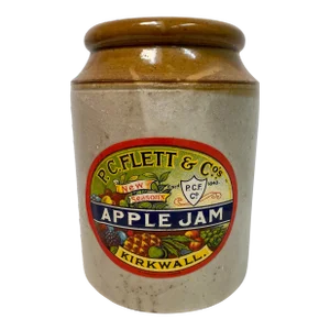 Vintage P C Flett & Co Stoneware Apple Jam Jar From Scotland