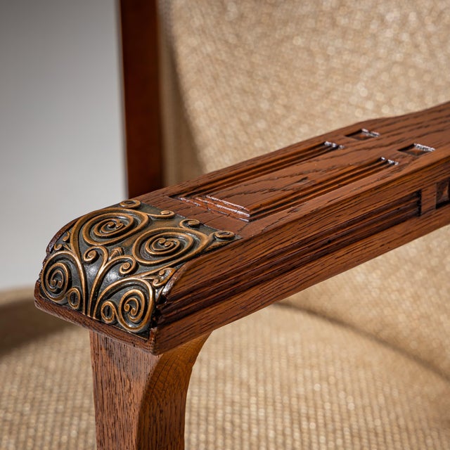 Art Nouveau Pair of Art Nouveau Armchairs, attributed to Angelo Sello, Italy, early 20th cen For Sale - Image 3 of 12
