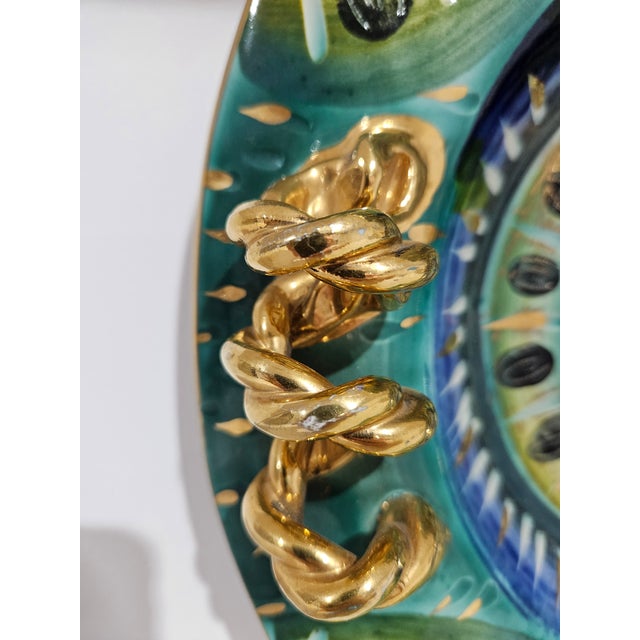 Blue Ceramic Plate from H. Bequet Quaregnon, Belgium, 1950s For Sale - Image 8 of 15