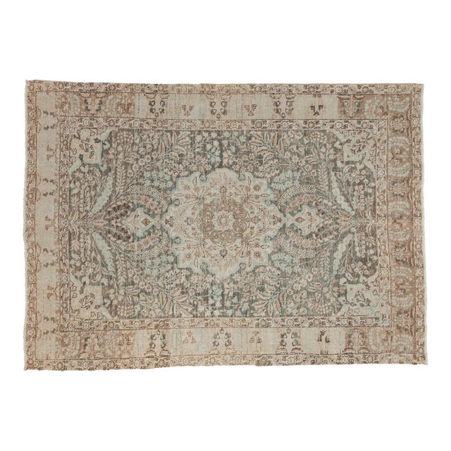 Vintage Distressed Tabriz Rug - 4'5" x 6'1" For Sale