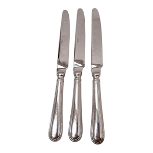 Towle 3 Dinner Knives Beaded Antique 9” Stainless Flatware Holiday Mid Century