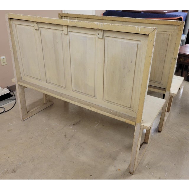 Vintage Farmhouse Painted Wood High Back Kitchen Bench Chairish