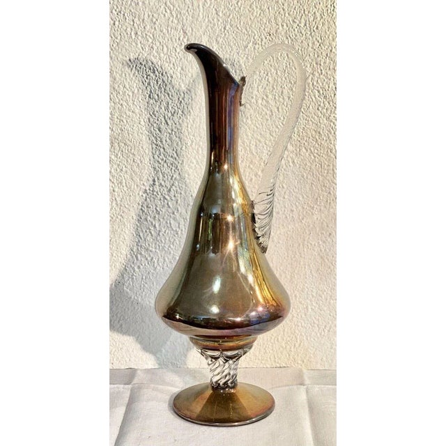 Silver Vintage Enamelled and Silver-Plated Jug in Glass For Sale - Image 8 of 8