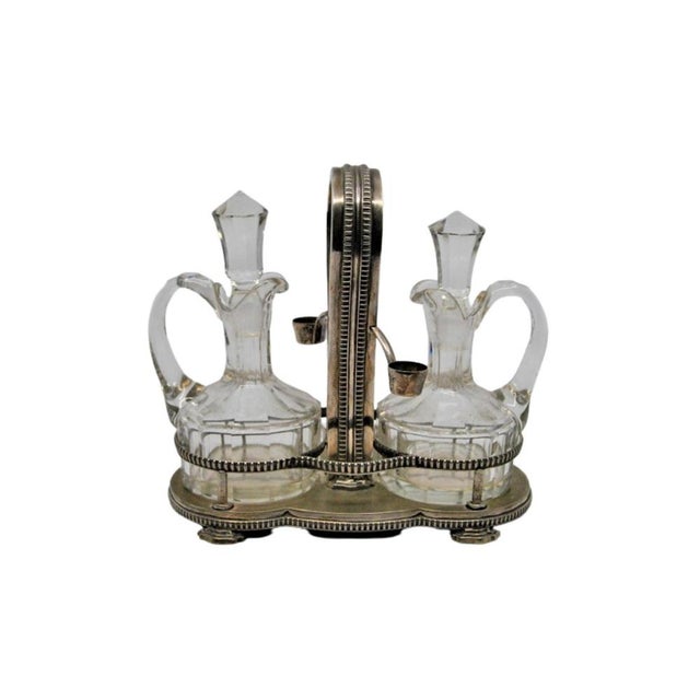 Cruets with Pearlescent Silver Structure, Set of 5, in Very Good conditions. Designed 1920 to 1949 This piece has an...