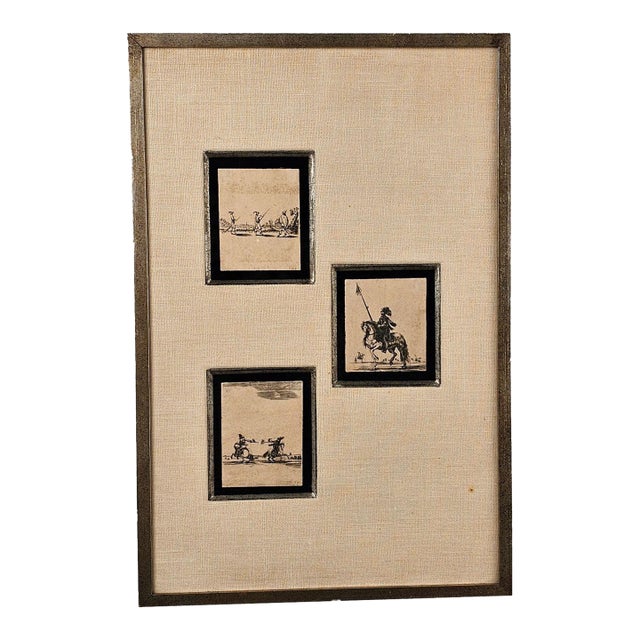 Three Miniature Drawings Framed as One, Italy Circa 1800 For Sale