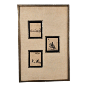 Three Miniature Drawings Framed as One, Italy Circa 1800