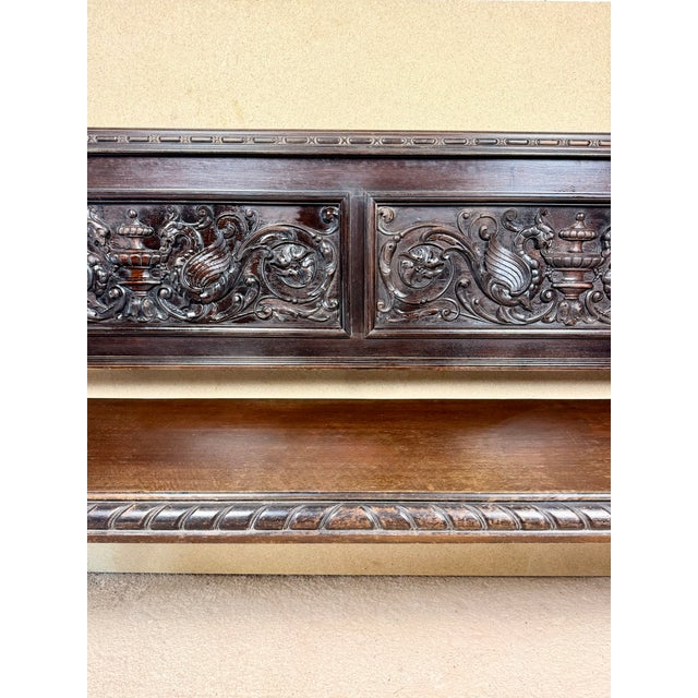 Spanish Carved Wood Bench With Barley Twist Legs, 20th Century For Sale - Image 13 of 16