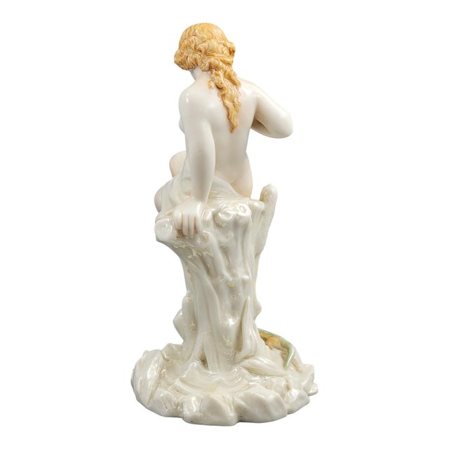 Iridescent Porcelain Sculpture of a Maiden and Lizard from Royal Worcester, 1870 For Sale - Image 4 of 13