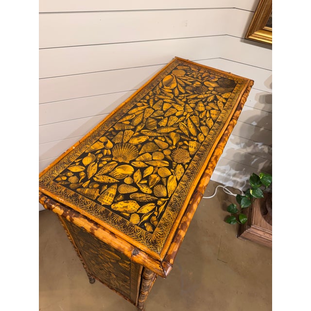 19th Century Bamboo Decoupage Bookshelf For Sale - Image 4 of 13