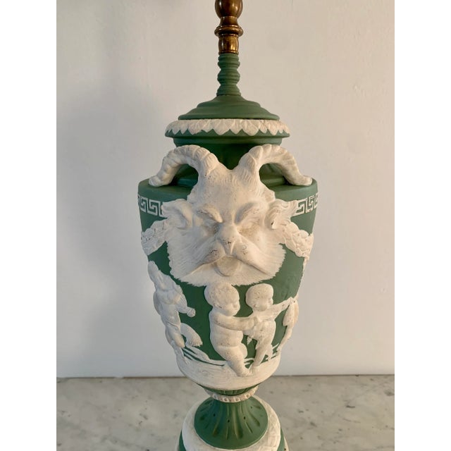 Antique Wedgwood Jasperware Ram's Head Table Lamp For Sale - Image 10 of 13