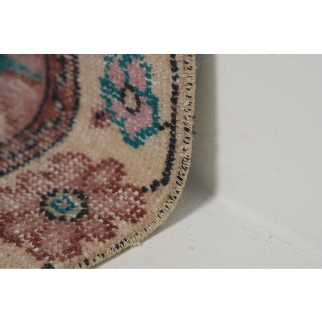 1970s Vintage Turkish Handmade Wool Cotton Pink Area Rug For Sale - Image 9 of 12