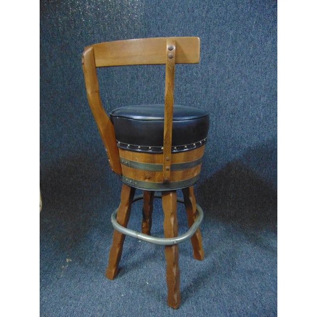 Mid Century Modern Oak Whiskey Barrel Bar Stools Set of 3 Chairish