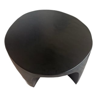 Round Black Lacquer Table by Robert Kuo, Hand Repousse, Limited For Sale