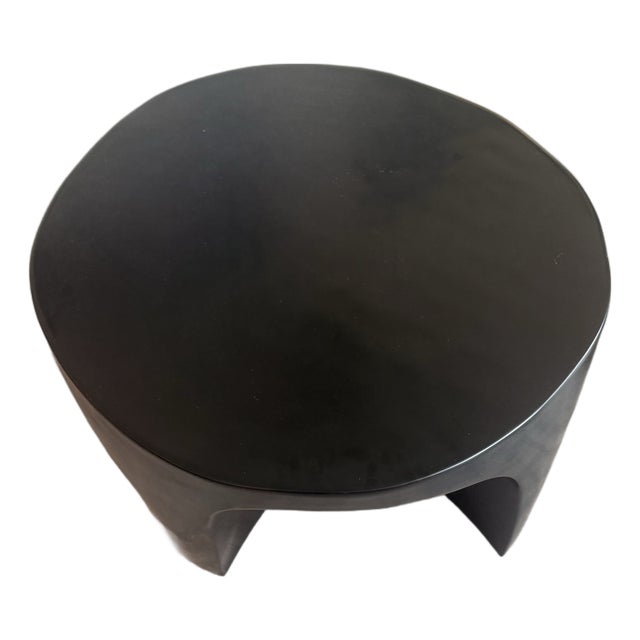 Round Black Lacquer Table by Robert Kuo, Hand Repousse, Limited For Sale