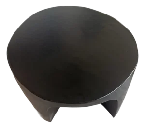 Round Black Lacquer Table by Robert Kuo, Hand Repousse, Limited