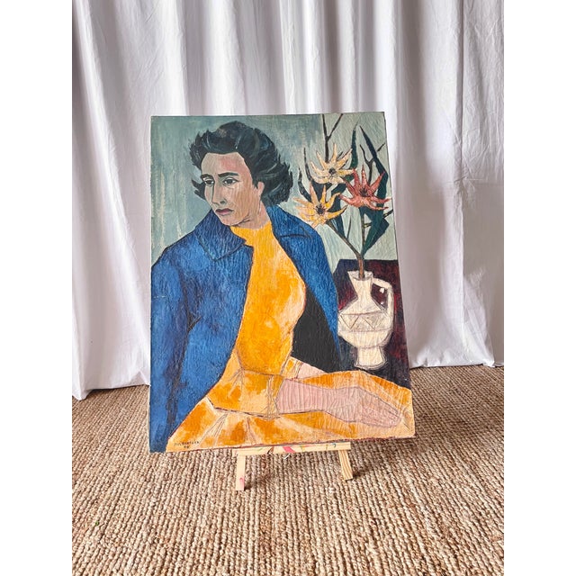 1950s School of Paris Jean Berthier, Female Portrait, 1956, Oil on Canvas For Sale - Image 5 of 10