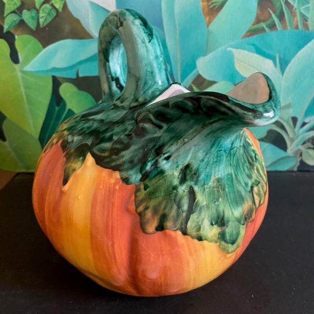 Majolica Ceramic Glazed Melon Pitcher, 1960s For Sale - Image 3 of 9