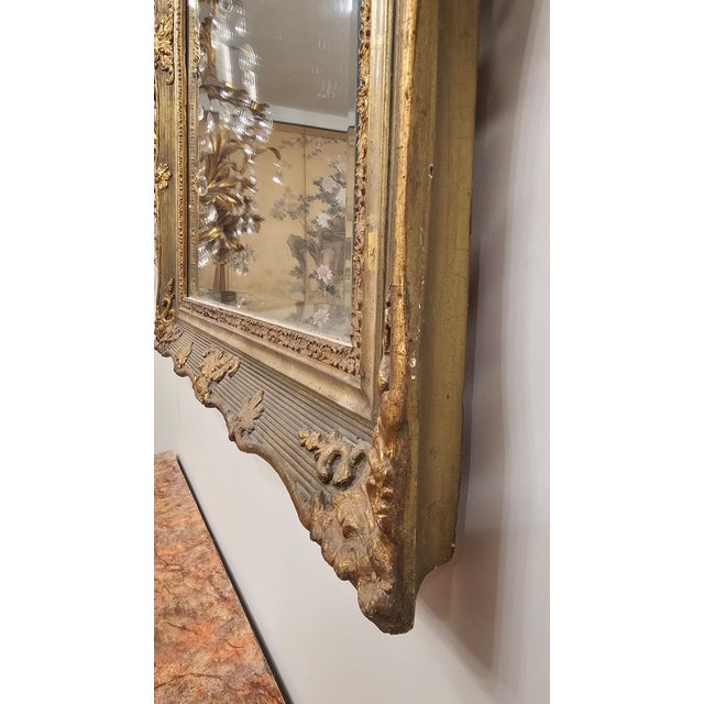 Rococo Late 19th Century Rococo Gilt and Wooden Wall Mirror For Sale - Image 3 of 5