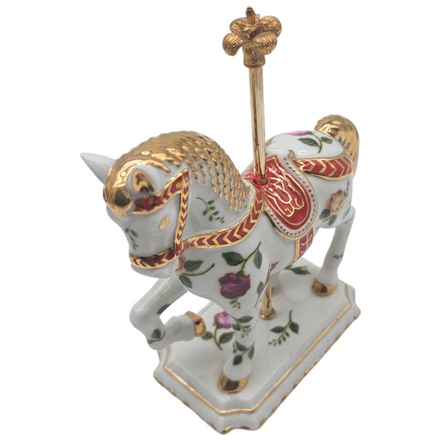Figurative Royal Albert Old Country Roses Limited Edition Carousel Horse Figurine With Box & Coa For Sale - Image 3 of 9