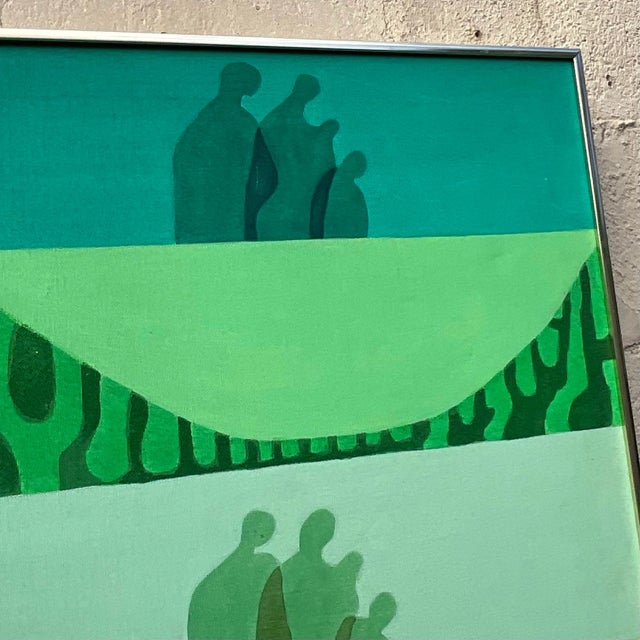 Vintage Boho Original Ombr√© Abstract Oil on Canvas For Sale - Image 4 of 5