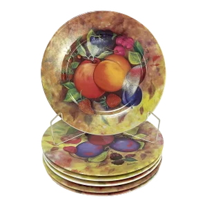 Vintage 'Email De Limoges Godinger' Fruit Plates- Set of 6
