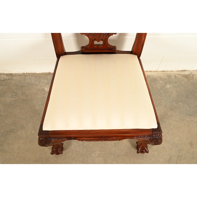 Wood Baker Furniture Style Chippendale Carved Mahogany Dining Chairs, Set of Eight For Sale - Image 7 of 13