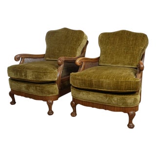 Bergère Lounge Chairs, 1920s, Set of 2 For Sale