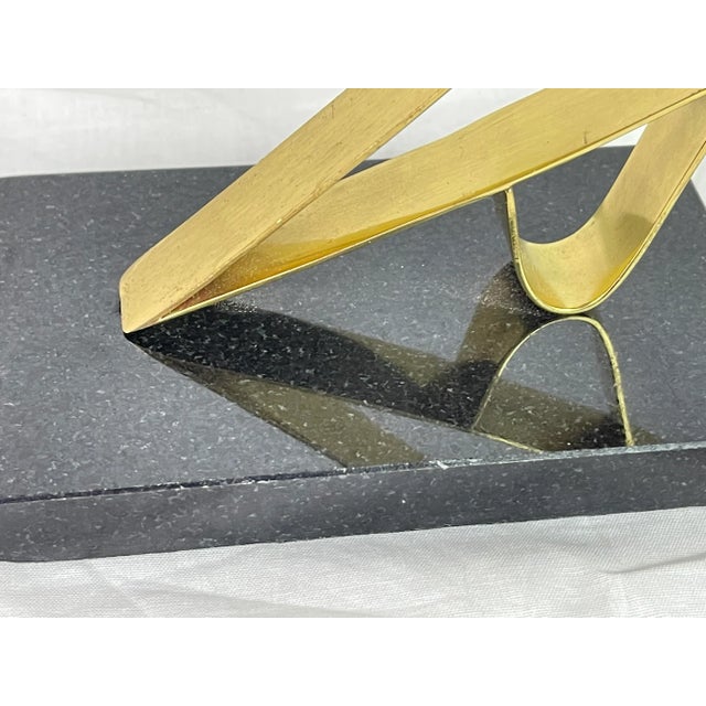 Modern Gold Brass Marble Desk Sculpture For Sale - Image 9 of 13