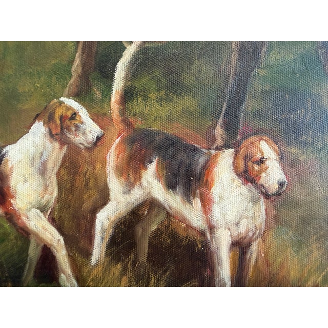 2010s Oil Painting English Fox Hunt Horses Hounds Hunting Scene Landscape Art For Sale - Image 5 of 10