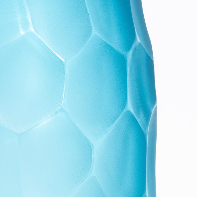 Hand-Blown Modern Tall Murano Vase in Aquamarine Large For Sale - Image 4 of 7