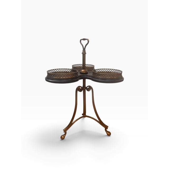 Vintage Maitland-Smith Trefold Tooled Leather & Brass Side Table For Sale - Image 9 of 16