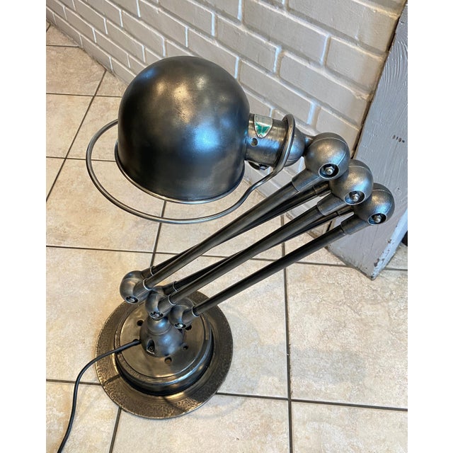 Authentic vintage Jieldé floor lamp with five 40cm arms. The lamp has been completely stripped, brushed, coated with a...