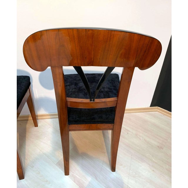 Set of Pair of Biedermeier Shovel Chairs, Walnut, Ink Painting, South Germany, 1830s For Sale - Image 18 of 18