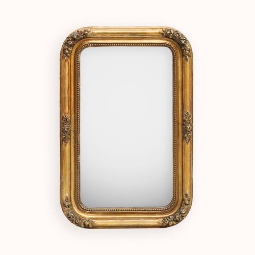 Glass Small 19th Century French Rose Gilt Mirror For Sale - Image 7 of 8