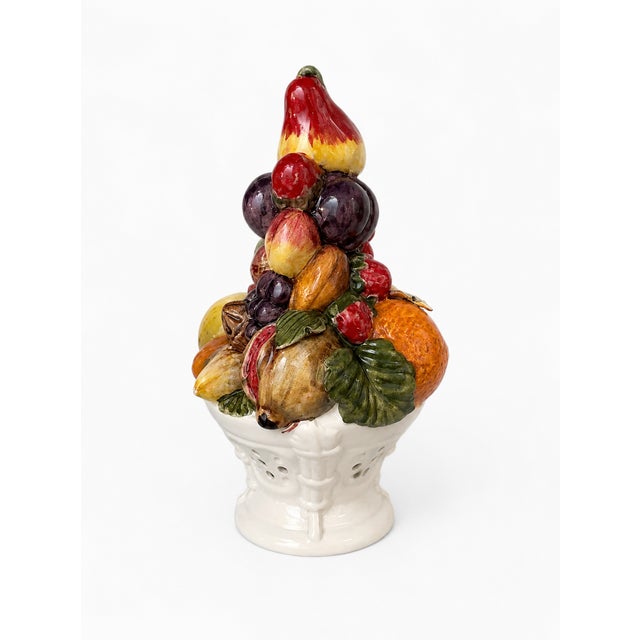 Mid-20th Century Italian Majolica Ceramic Fruit Topiary Centerpiece, 1970s For Sale - Image 6 of 12
