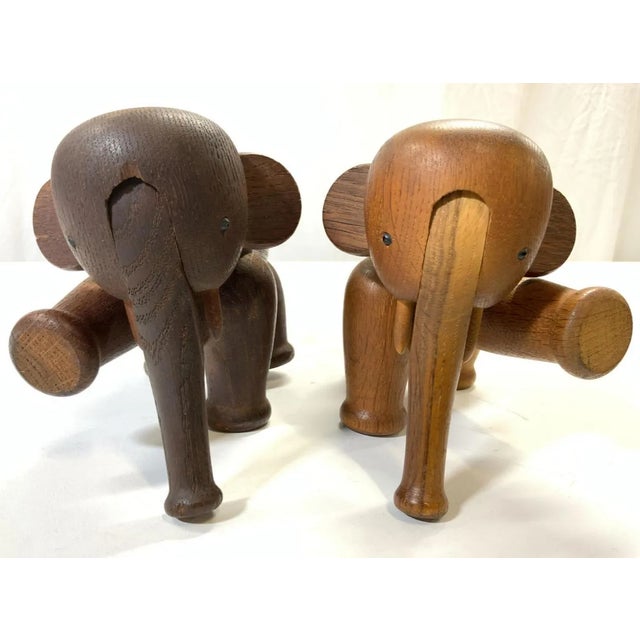 Kay Bojesen Pair of Carved and Articulated Oak Elephants, From Denmark For Sale In Chicago - Image 6 of 9