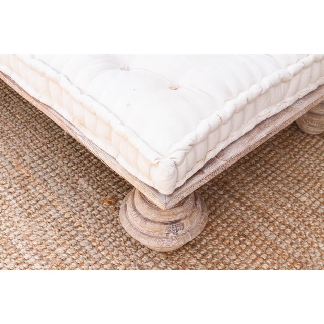 Brown Carved Floral Whitewash Reclaimed Wood Daybed For Sale - Image 8 of 11