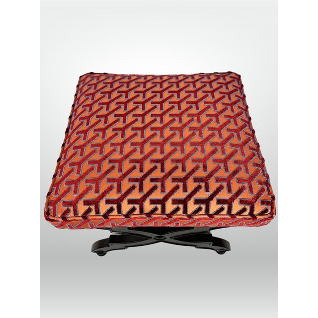 Niccolo Italianate X-Base Velvet Stools - A Pair For Sale - Image 9 of 12