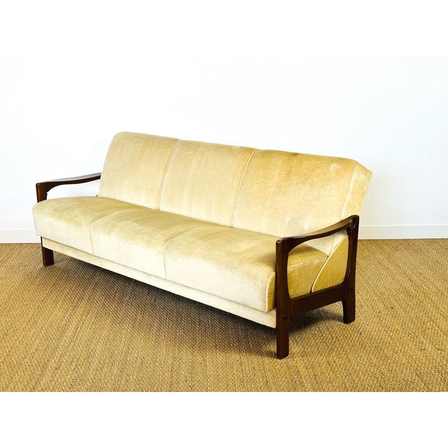 Vintage Scandinavian Velvet Convertible Sofa and Armchair, 1960s, Set of 2 For Sale - Image 13 of 18