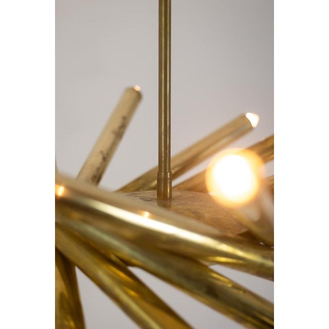 Metal Italian Matte Gilded Brass Chandeliers, 1970s For Sale - Image 7 of 10