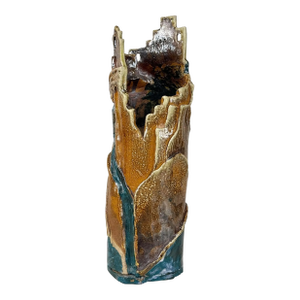 Vintage 16" Brutalist Abstract Glazed Studio Pottery Castle Tower Vase