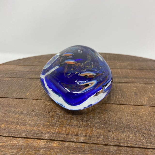 Mid 20th Century Vintage Murano Aquarium Fish Cobalt Paperweight For Sale - Image 5 of 8