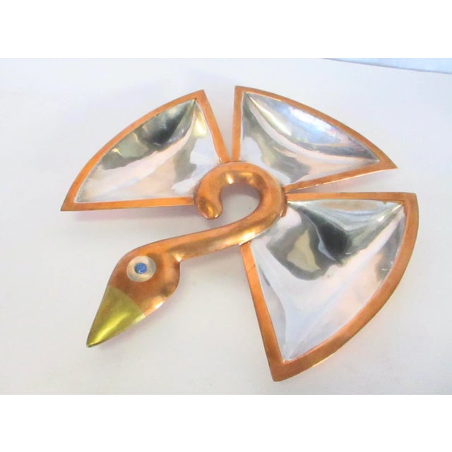 Metal Los Castillos Silver and Copper Center Bowl Vintage 1960s' For Sale - Image 7 of 8