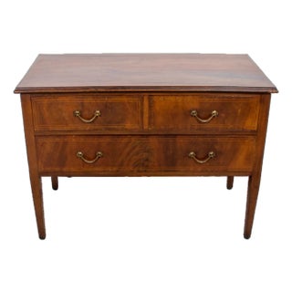 Late 19th Century French Louis XVI Style Walnut Commode Sauteuse With Fruitwood Marquetry For Sale