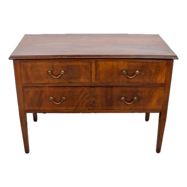 Late 19th Century French Louis XVI Style Walnut Commode Sauteuse With Fruitwood Marquetry For Sale