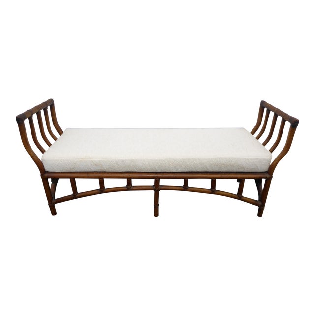 Vintage French Country Rattan & Cane Bench Settee Chairish