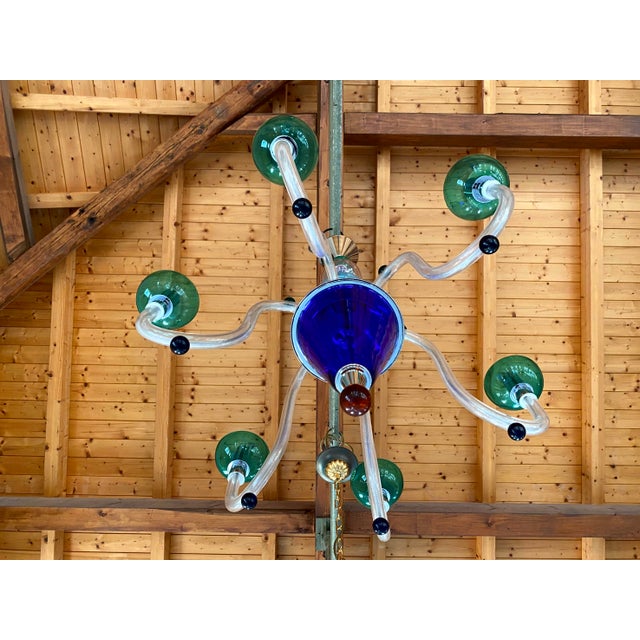 Vintage 1980s Multicolor Murano Glass Chandelier Europe Wired !!!!!! Very particolurar and impressive Murano glass...