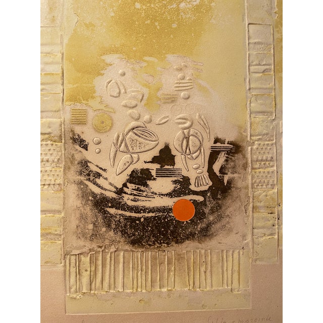 Rene Mels (pseudonym of Rene Meulemans) (Belgian, 1909-1977) "Sable Empriente (Footprints in the Sand)" embossed color...
