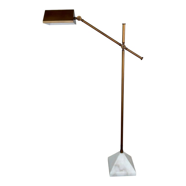 Currey & Company Modern Antique Brass Repertoire Floor Lamp For Sale