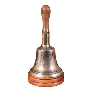 Antique Schoolmaster's Bell, Welsh, Bronze, Brass, Beech, Victorian, Circa 1900 For Sale